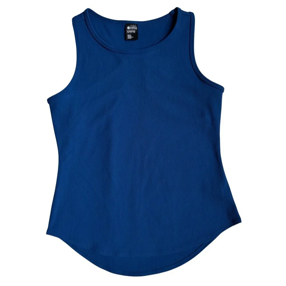 Zella Girls’ Blue Ribbed Racerback Athletic Tank Top - Size Large (10/12)
